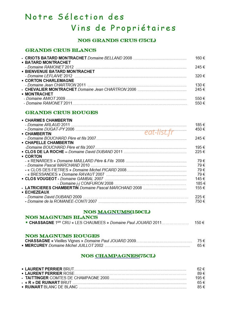 L'auberge du vieux vigneron — carte page 13