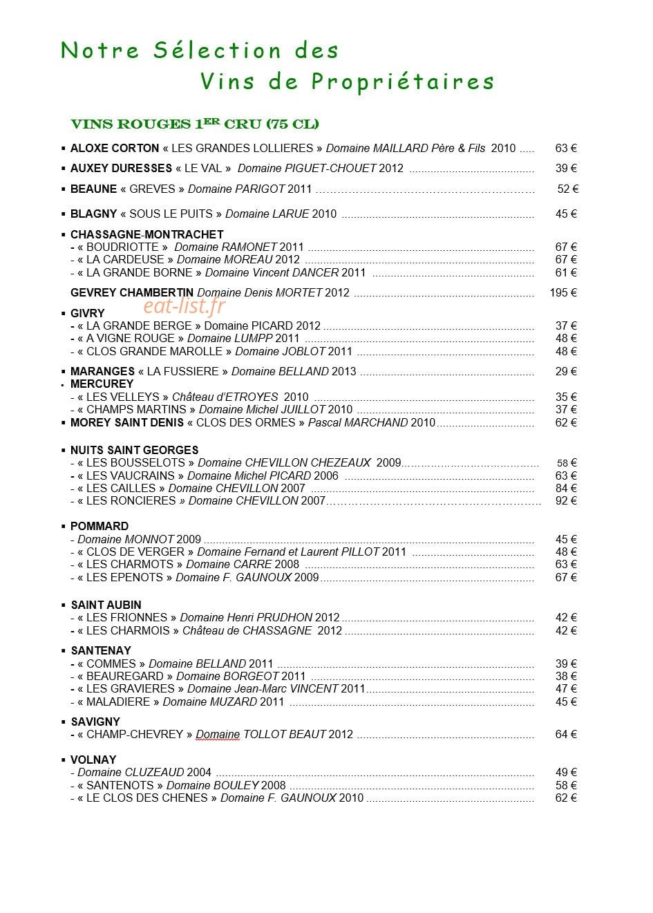 L'auberge du vieux vigneron — carte page 12