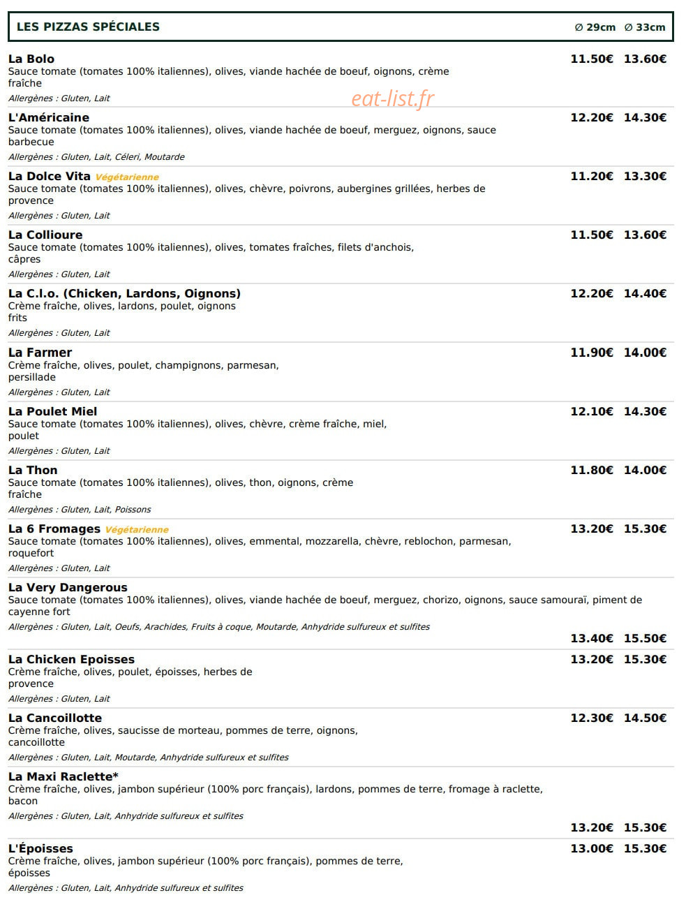 Le Kiosque à Pizzas — carte page 4