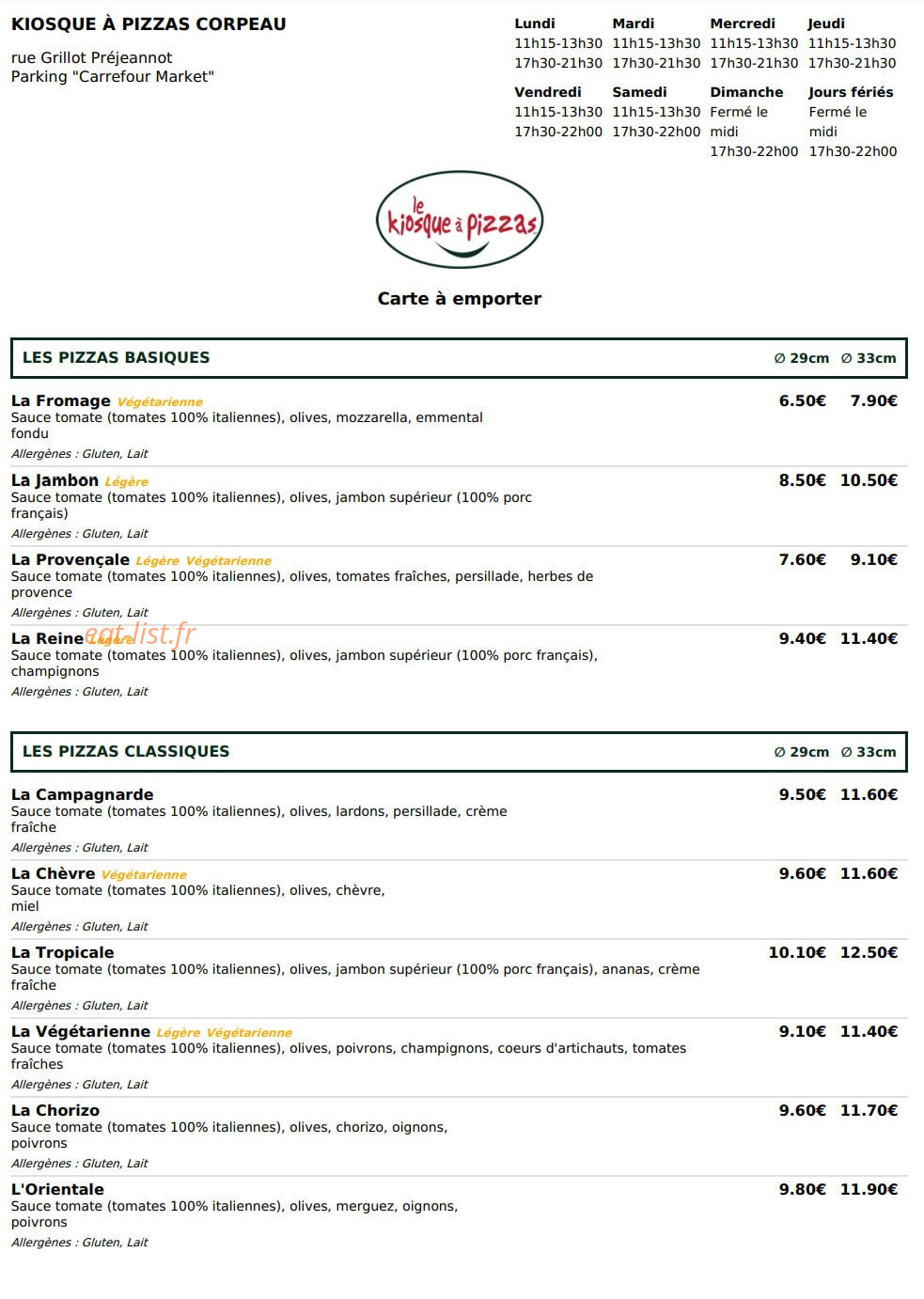 Le Kiosque à Pizzas — carte page 2
