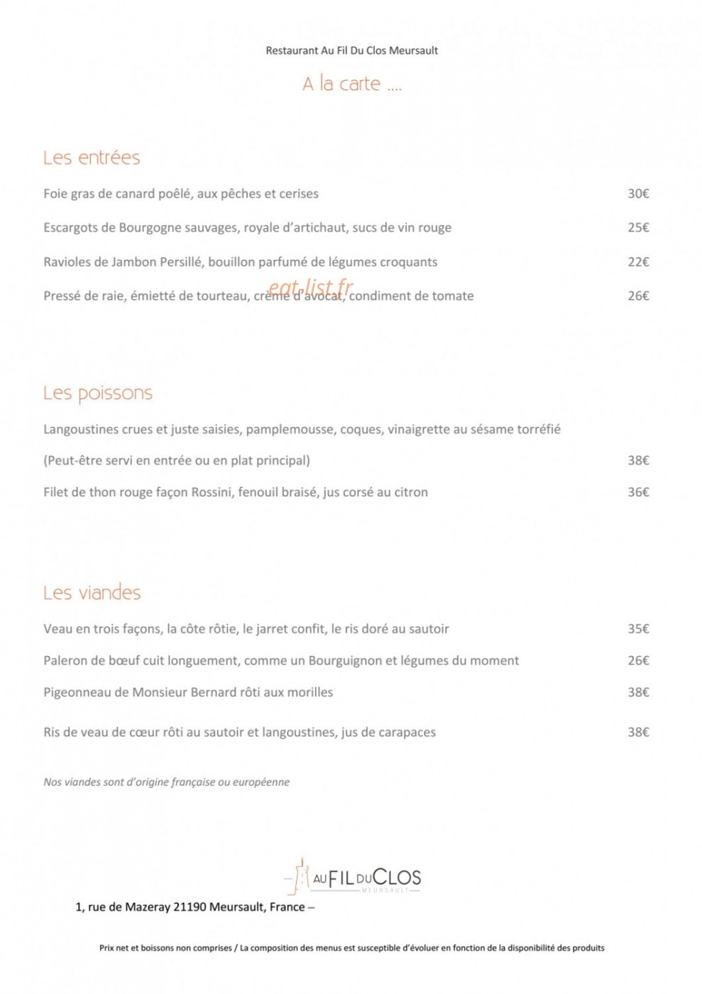 Au Fil du Clos — carte page 3