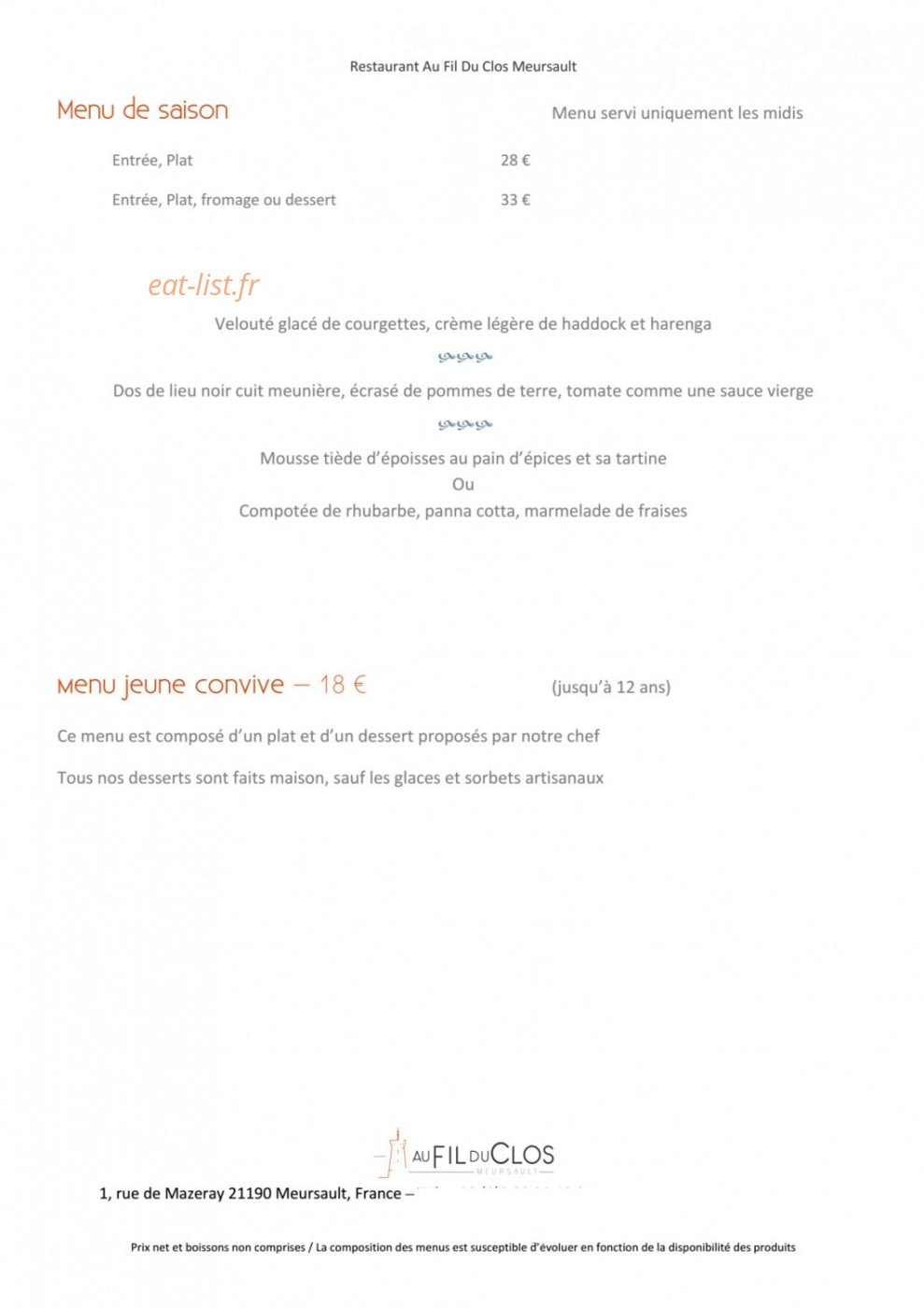 Au Fil du Clos — carte page 5