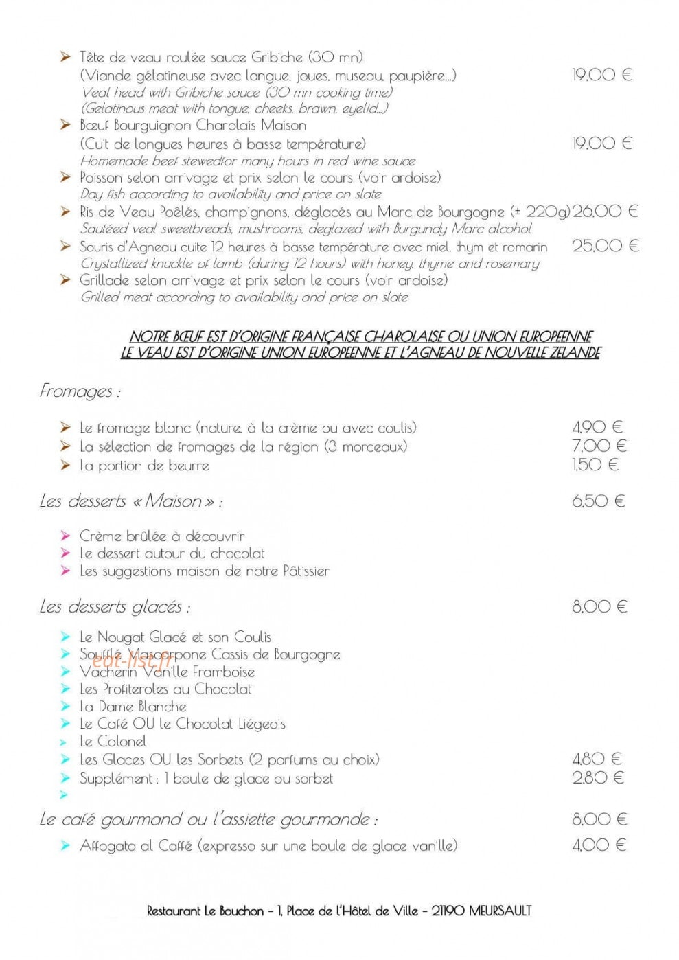 Le Bouchon — carte page 2