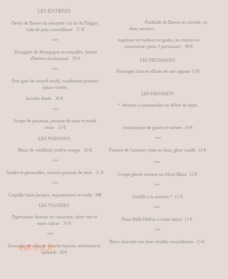 Le montrachet — carte page 1