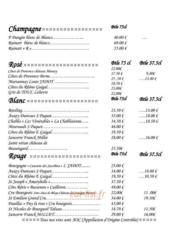Restaurant du Golf — carte page 3
