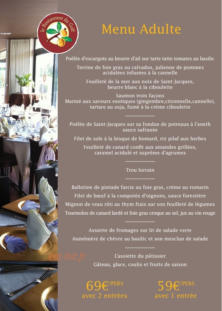 Restaurant du Golf — carte page 5