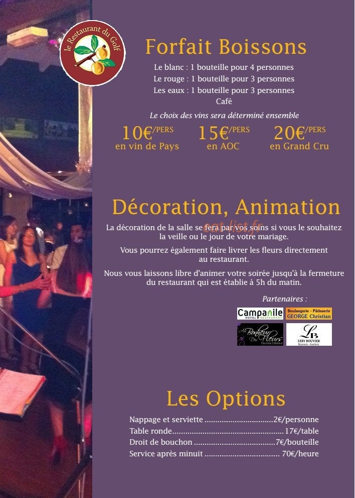 Restaurant du Golf — carte page 6
