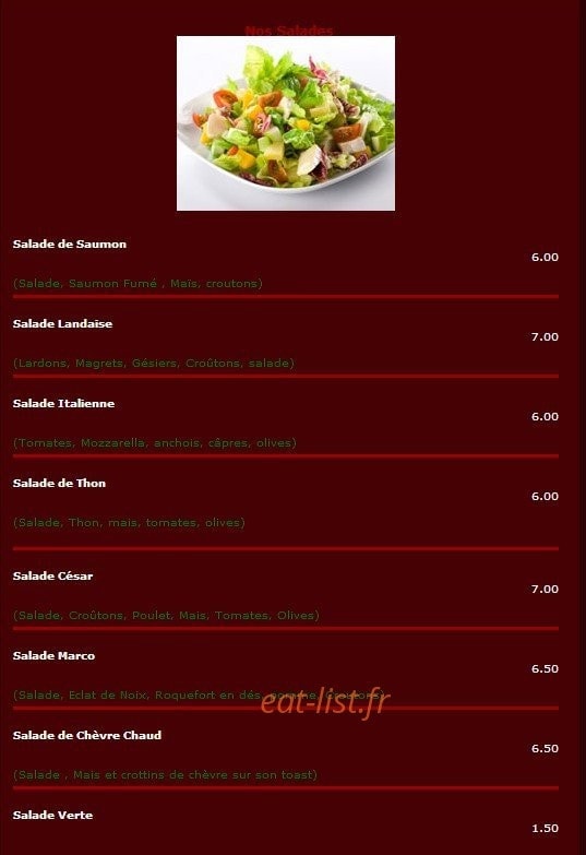 Restaurant du Golf — carte page 2