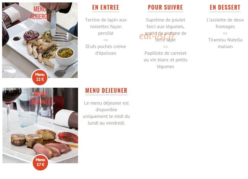 Auberge des vignes — carte page 2
