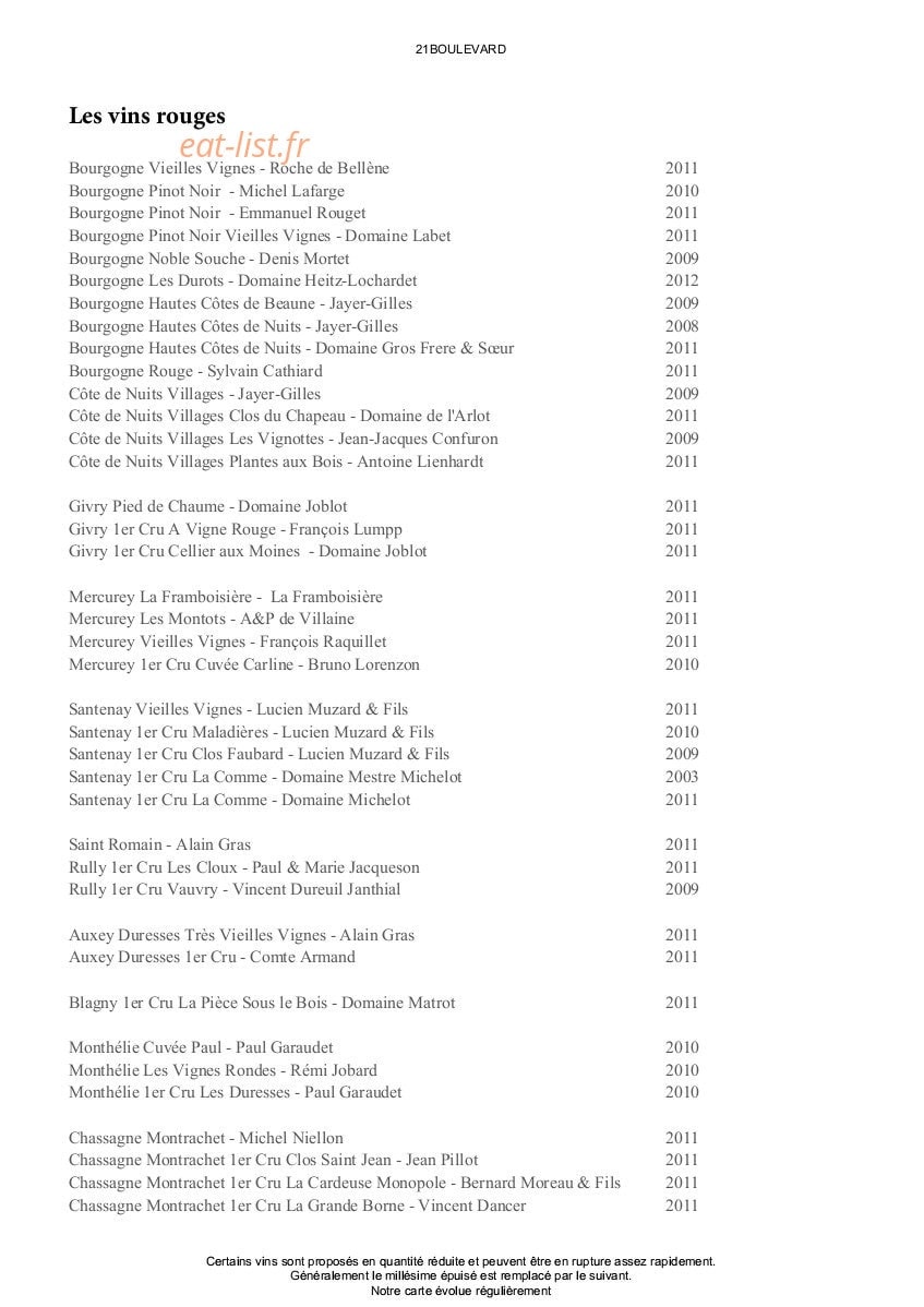 21 Boulevard — carte page 10
