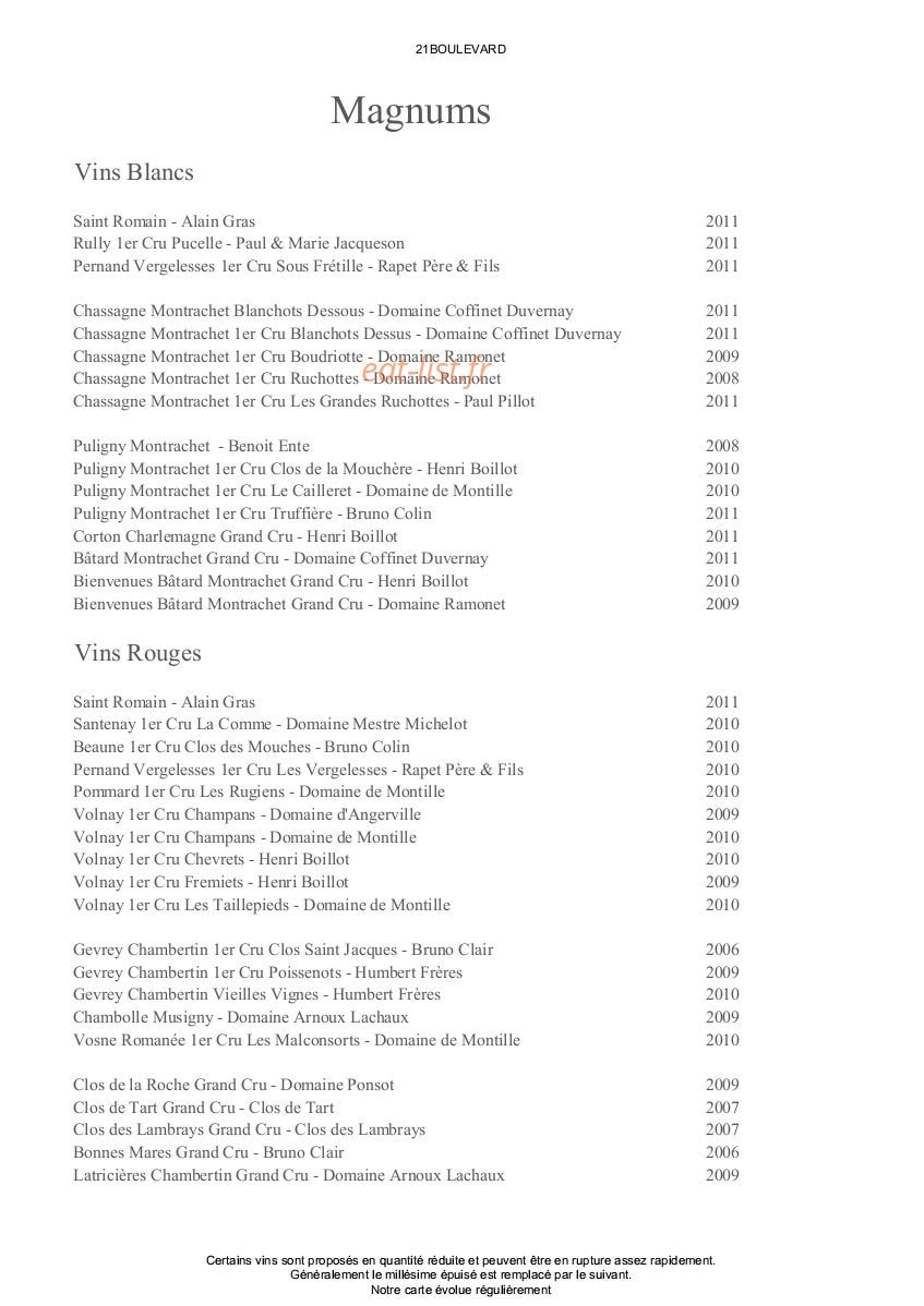 21 Boulevard — carte page 22