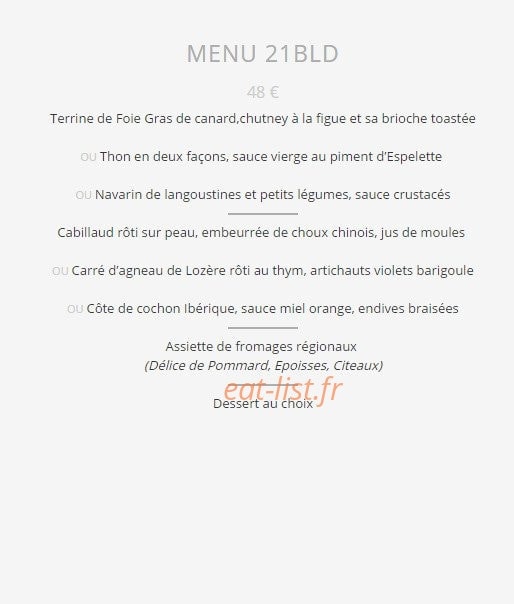 21 Boulevard — carte page 1