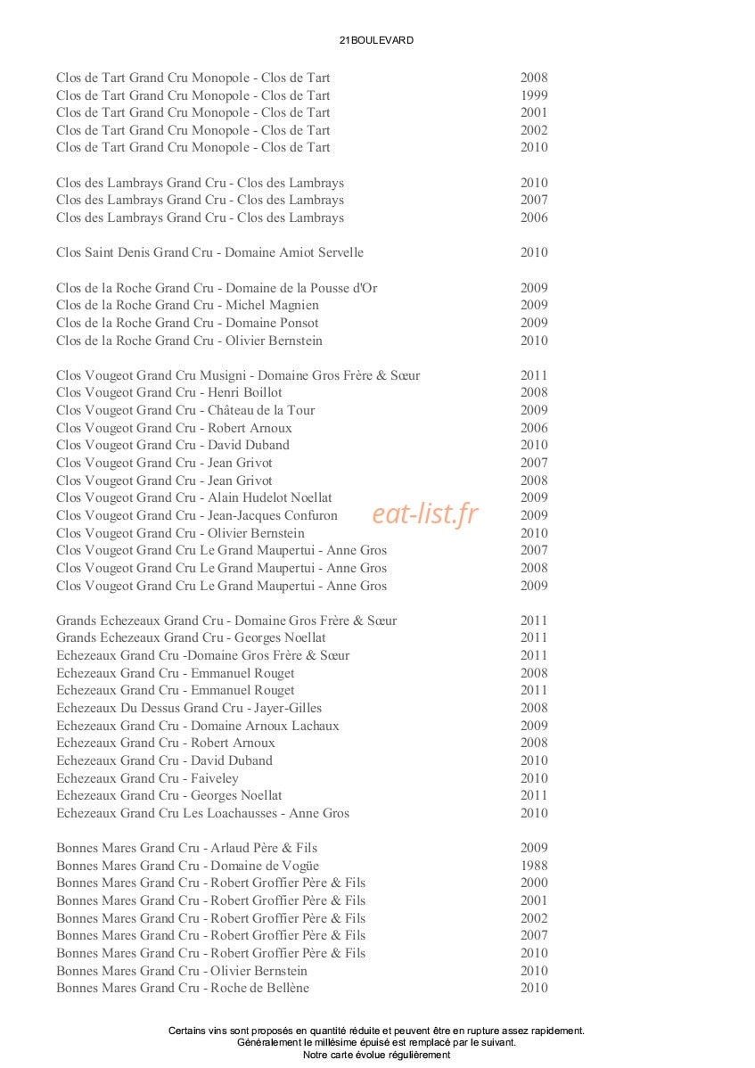 21 Boulevard — carte page 19