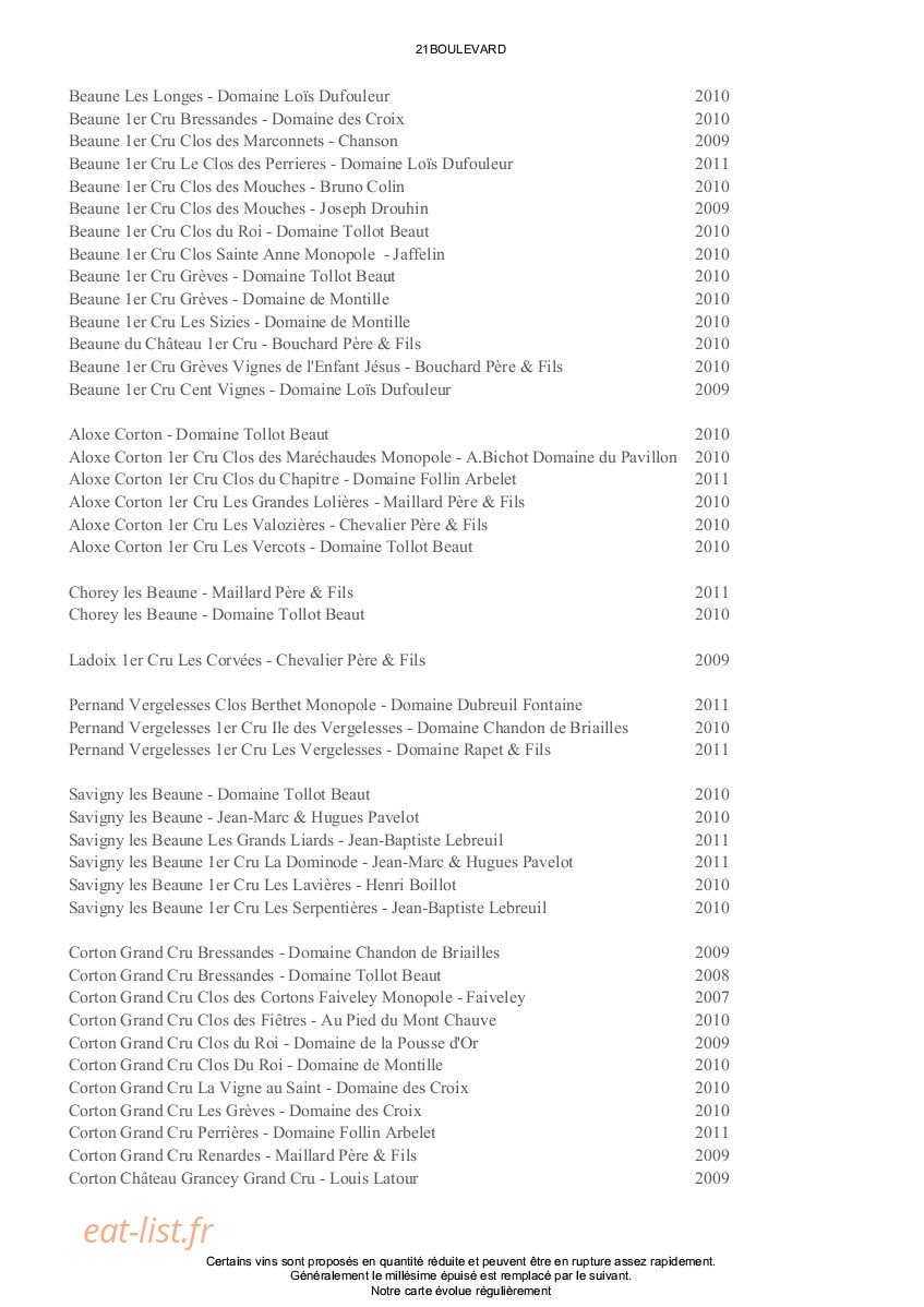 21 Boulevard — carte page 13