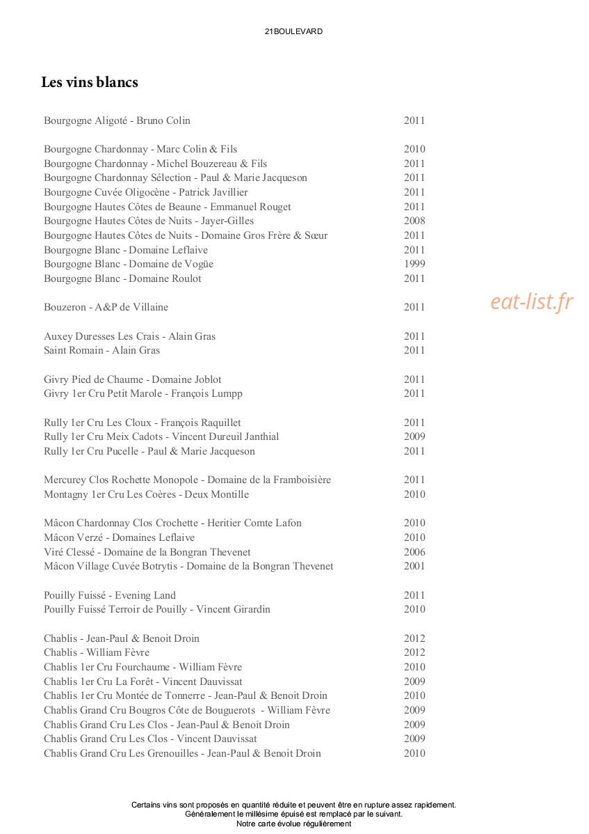 21 Boulevard — carte page 4