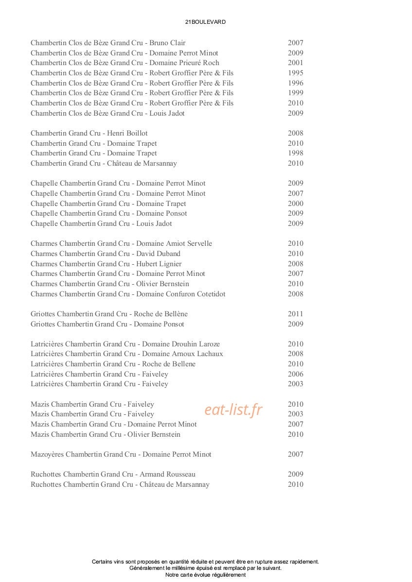 21 Boulevard — carte page 18