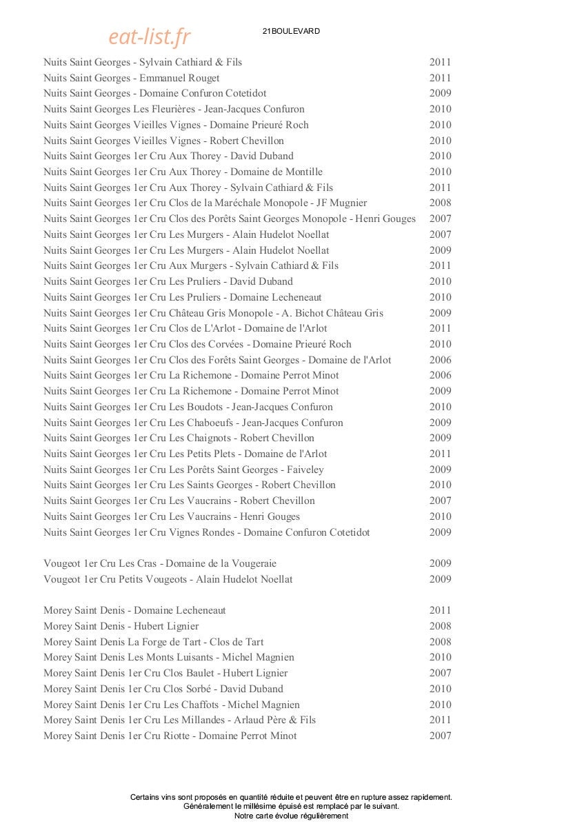 21 Boulevard — carte page 15