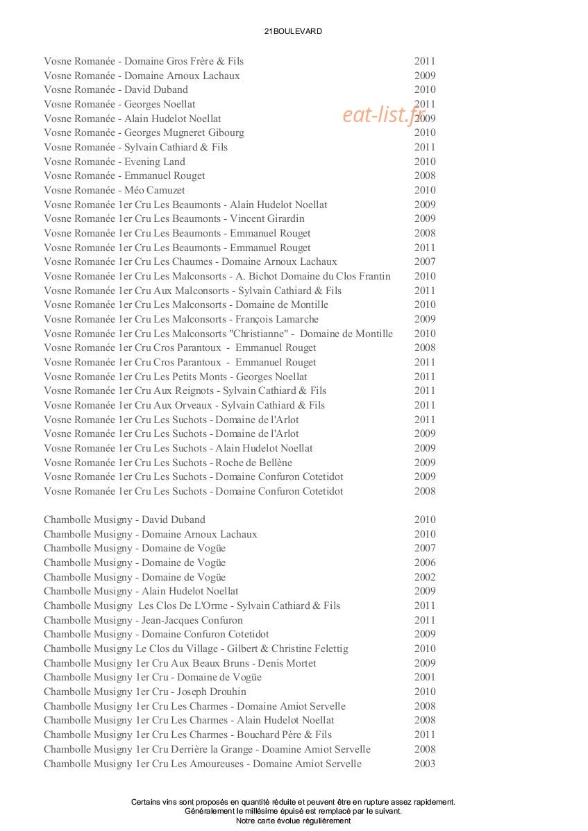 21 Boulevard — carte page 16