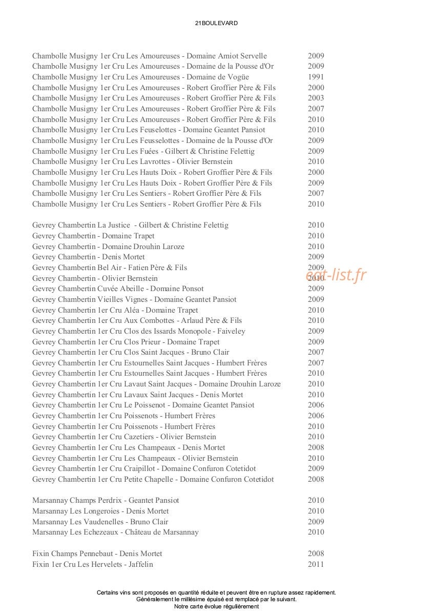 21 Boulevard — carte page 17