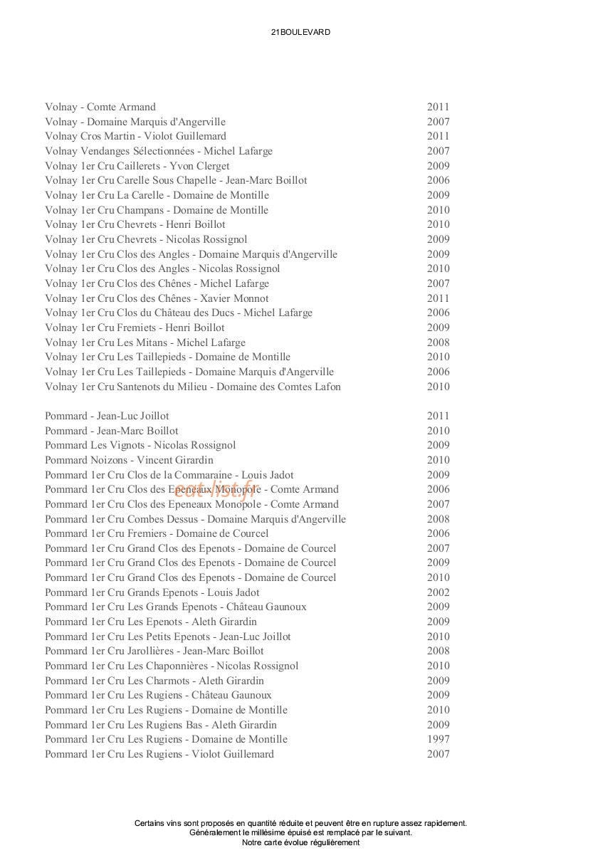 21 Boulevard — carte page 12