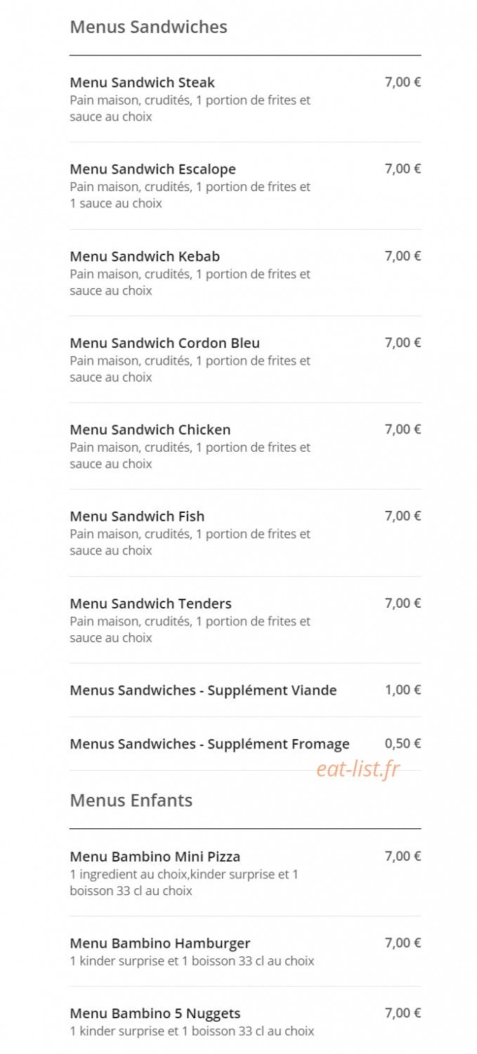 Allo Pizza — carte page 2