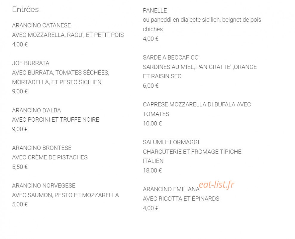 Arancino — carte page 1