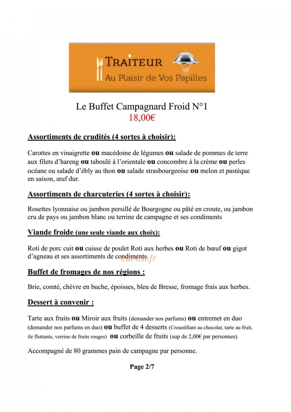 Au Plaisir de Vos Papilles — carte page 6