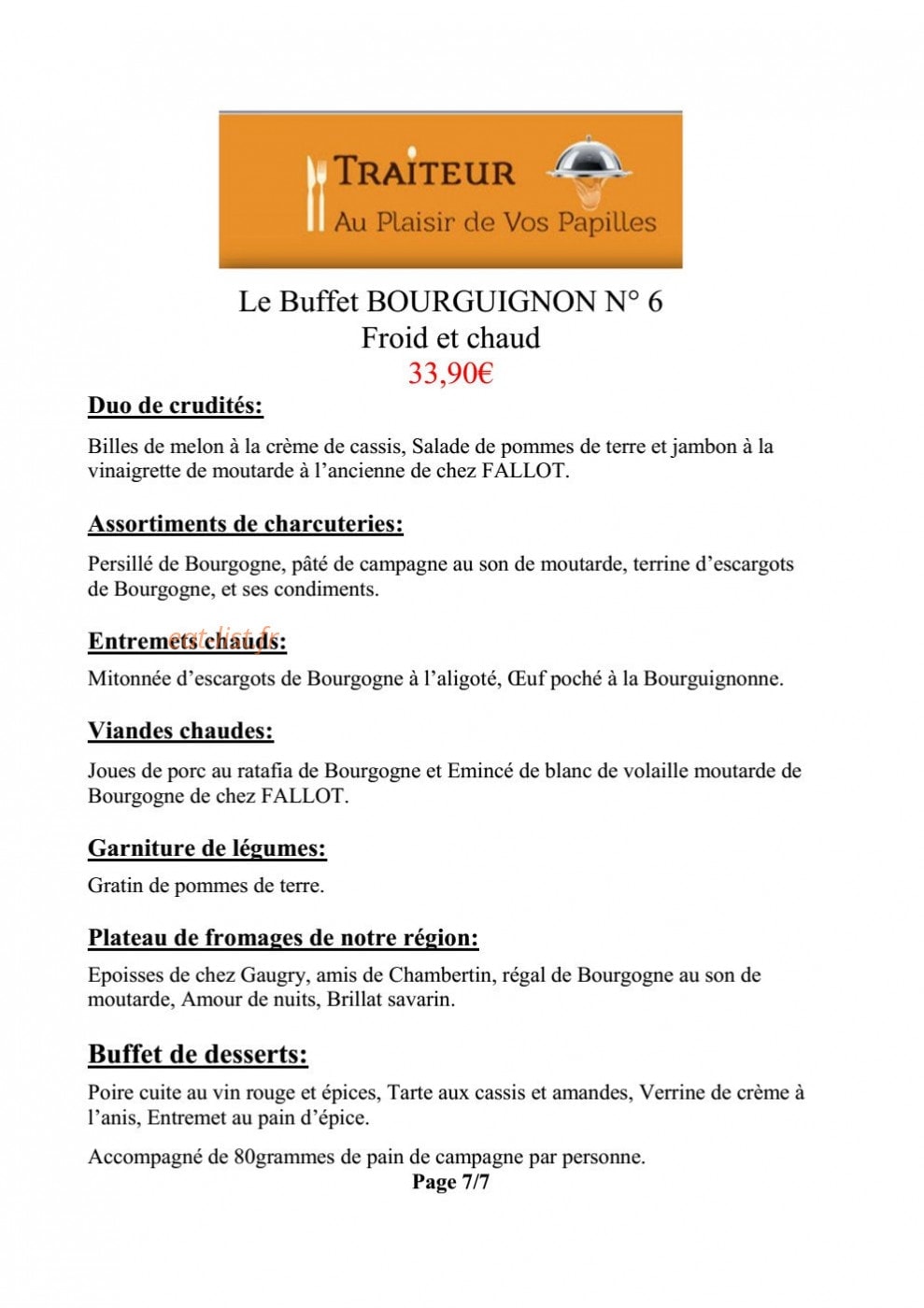 Au Plaisir de Vos Papilles — carte page 11