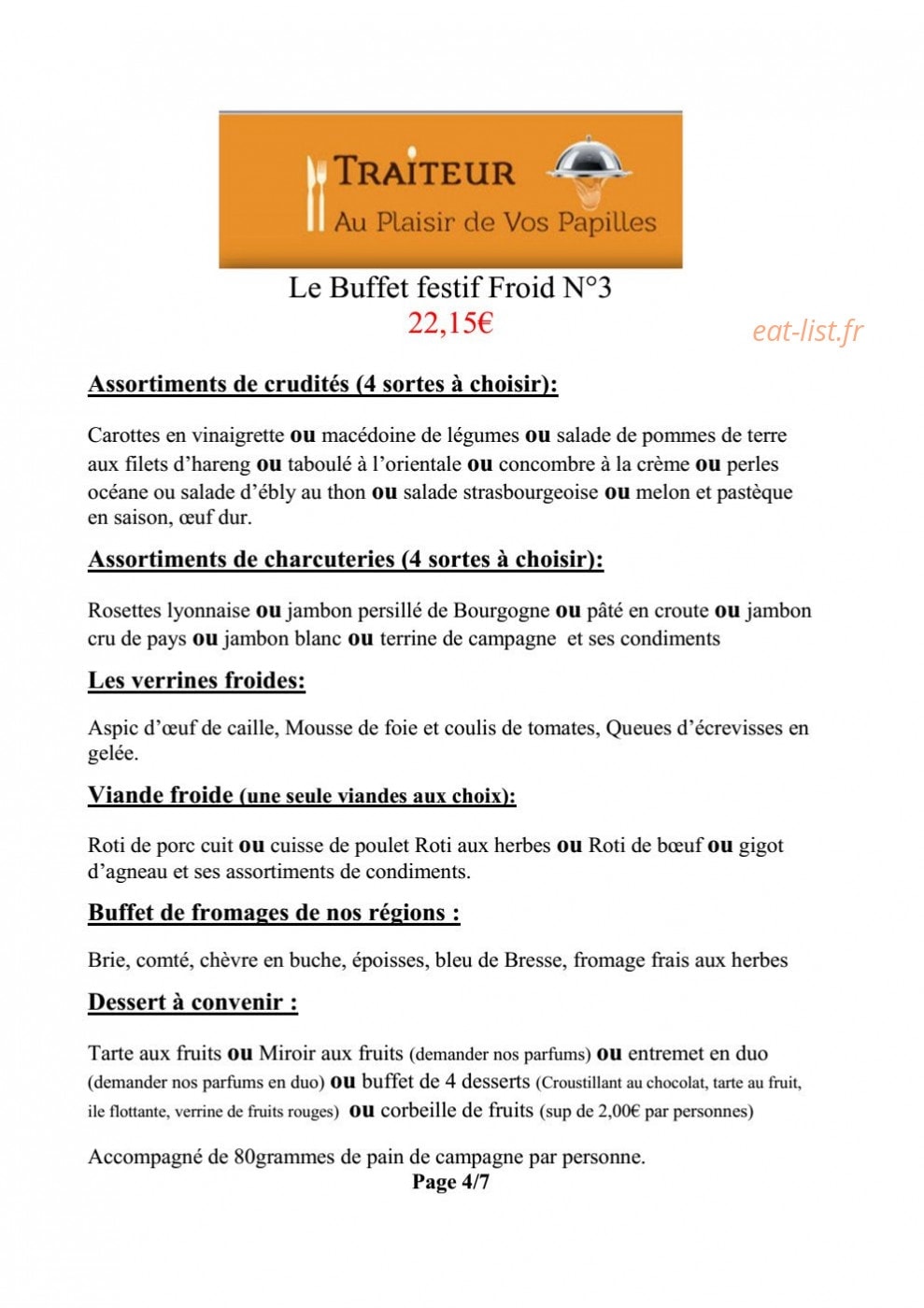 Au Plaisir de Vos Papilles — carte page 8
