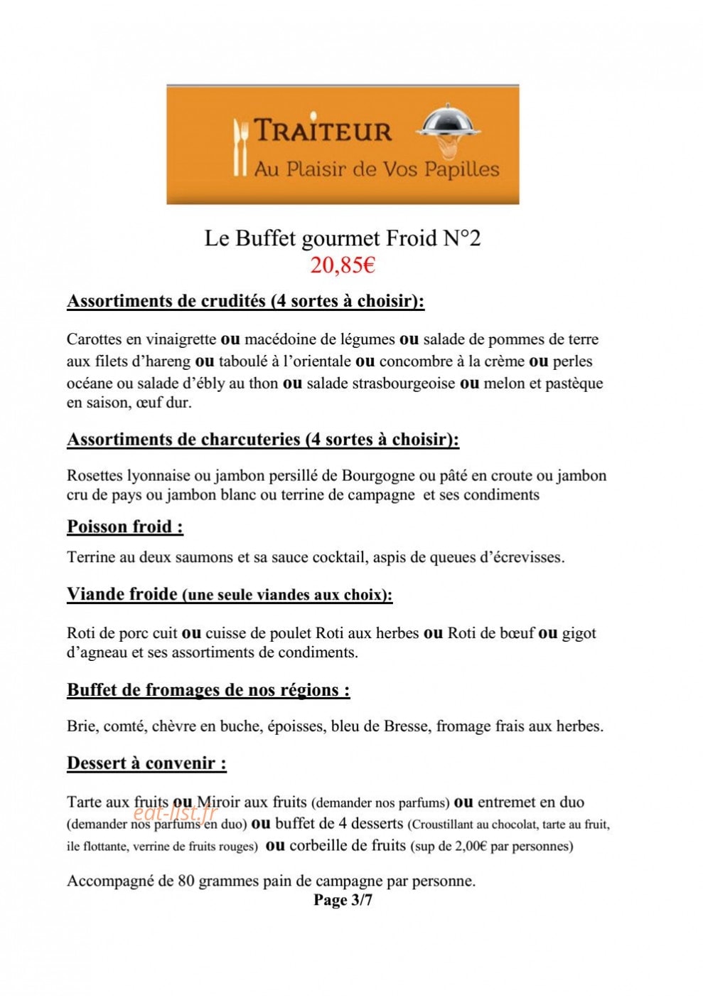 Au Plaisir de Vos Papilles — carte page 7