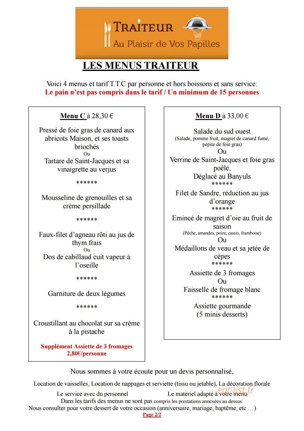 Au Plaisir de Vos Papilles — carte page 4