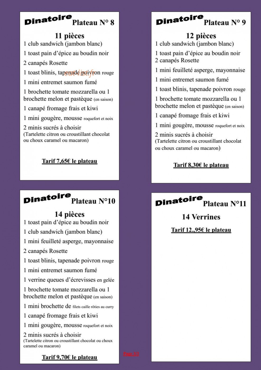 Au Plaisir de Vos Papilles — carte page 14