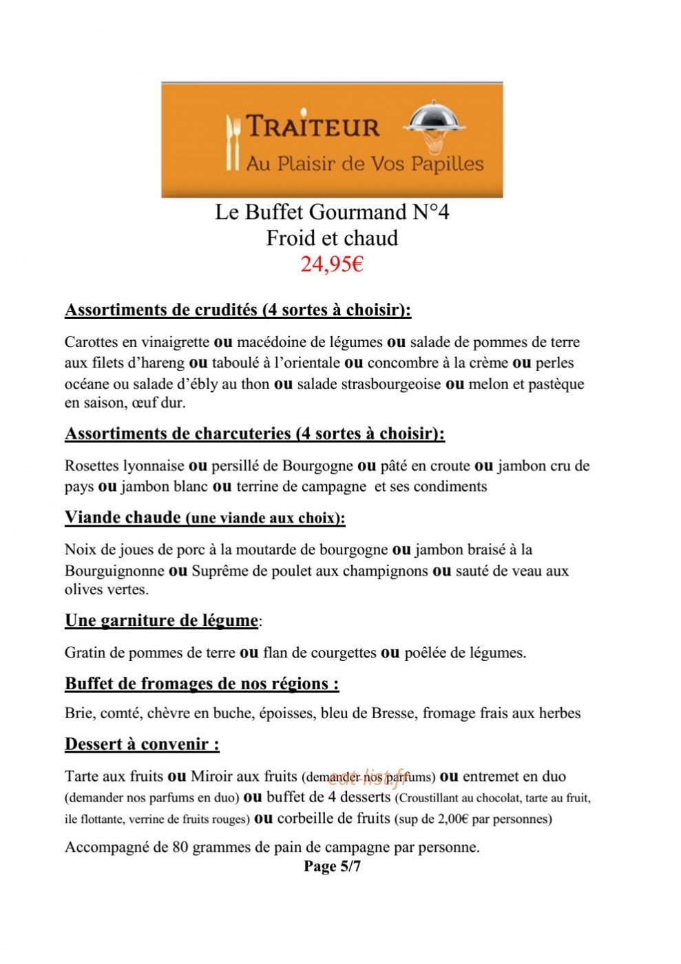 Au Plaisir de Vos Papilles — carte page 9
