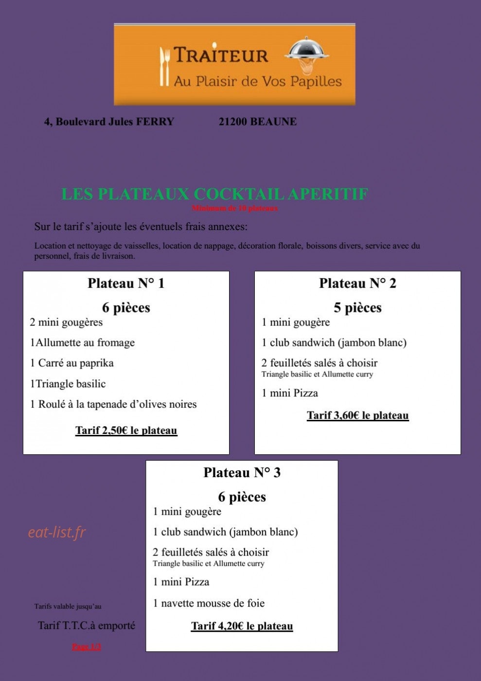 Au Plaisir de Vos Papilles — carte page 12