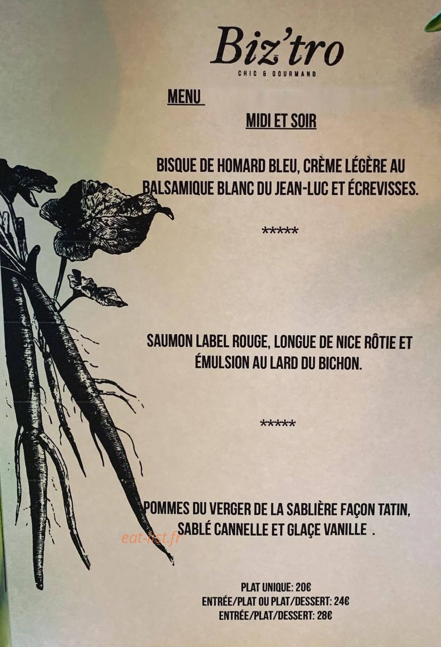 Biz’tro — carte page 1