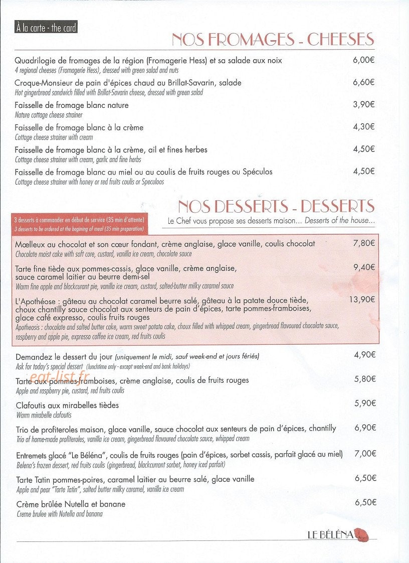 Brasserie Le Belena — carte page 5