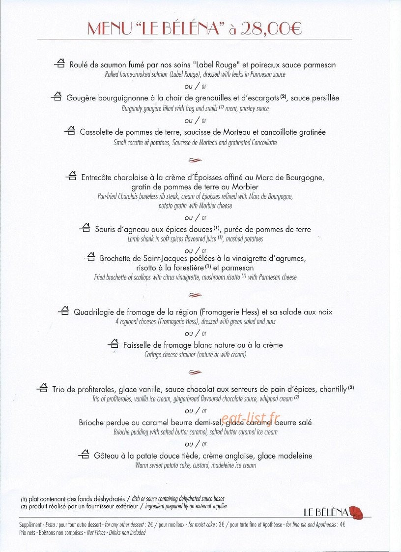 Brasserie Le Belena — carte page 10