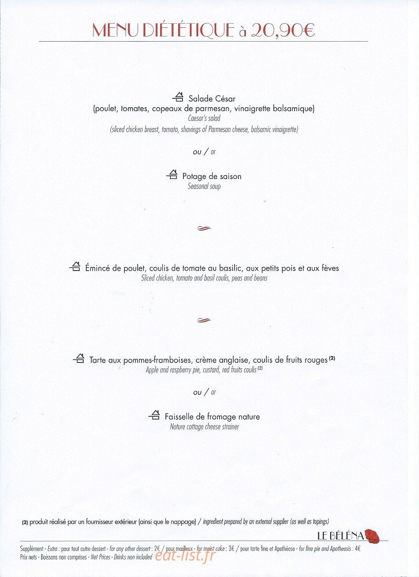 Brasserie Le Belena — carte page 8