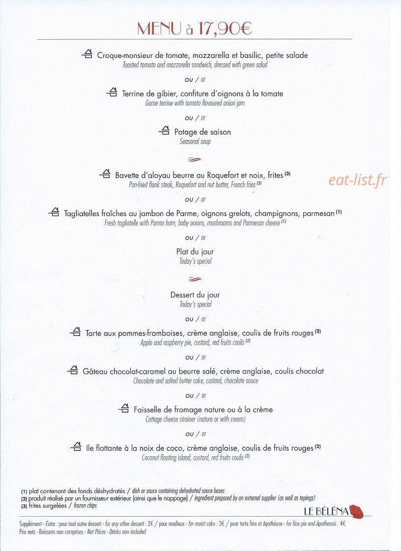 Brasserie Le Belena — carte page 7