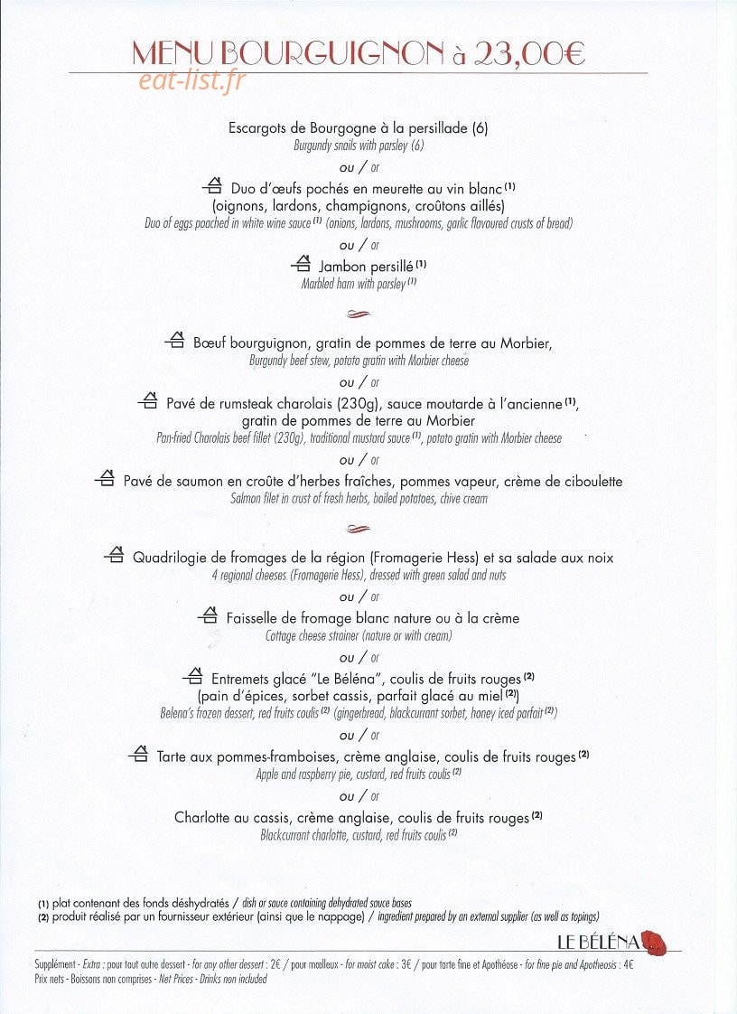 Brasserie Le Belena — carte page 9