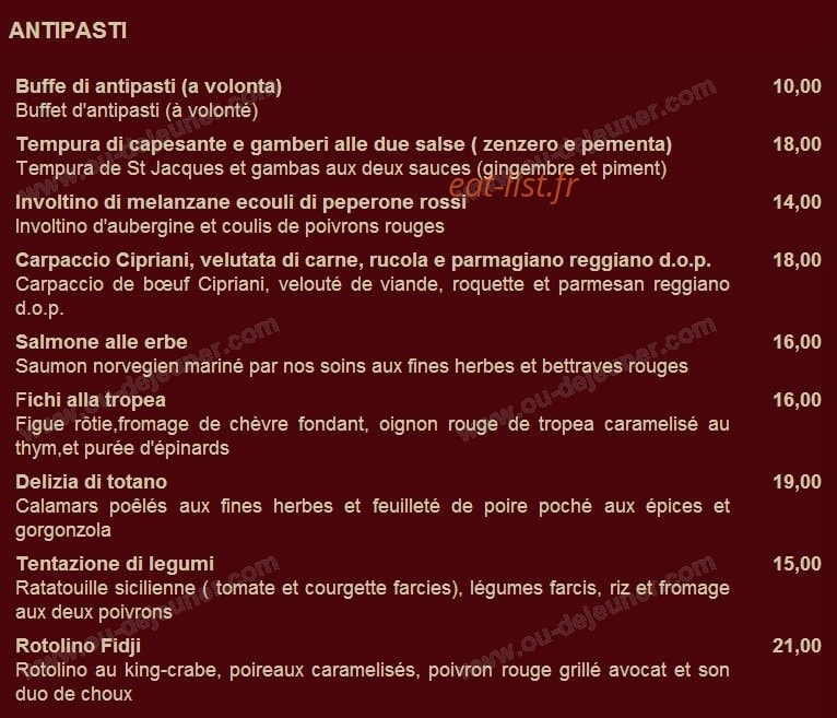 L'Amarone — carte page 1