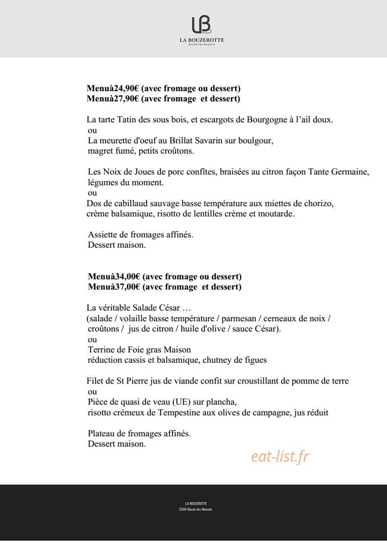 La bouzerotte — carte page 1