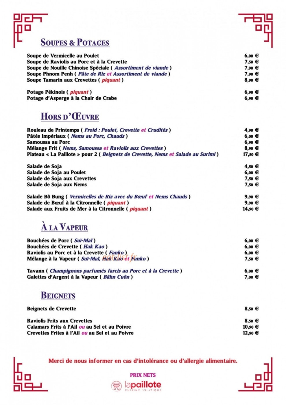 La Paillote — carte page 1