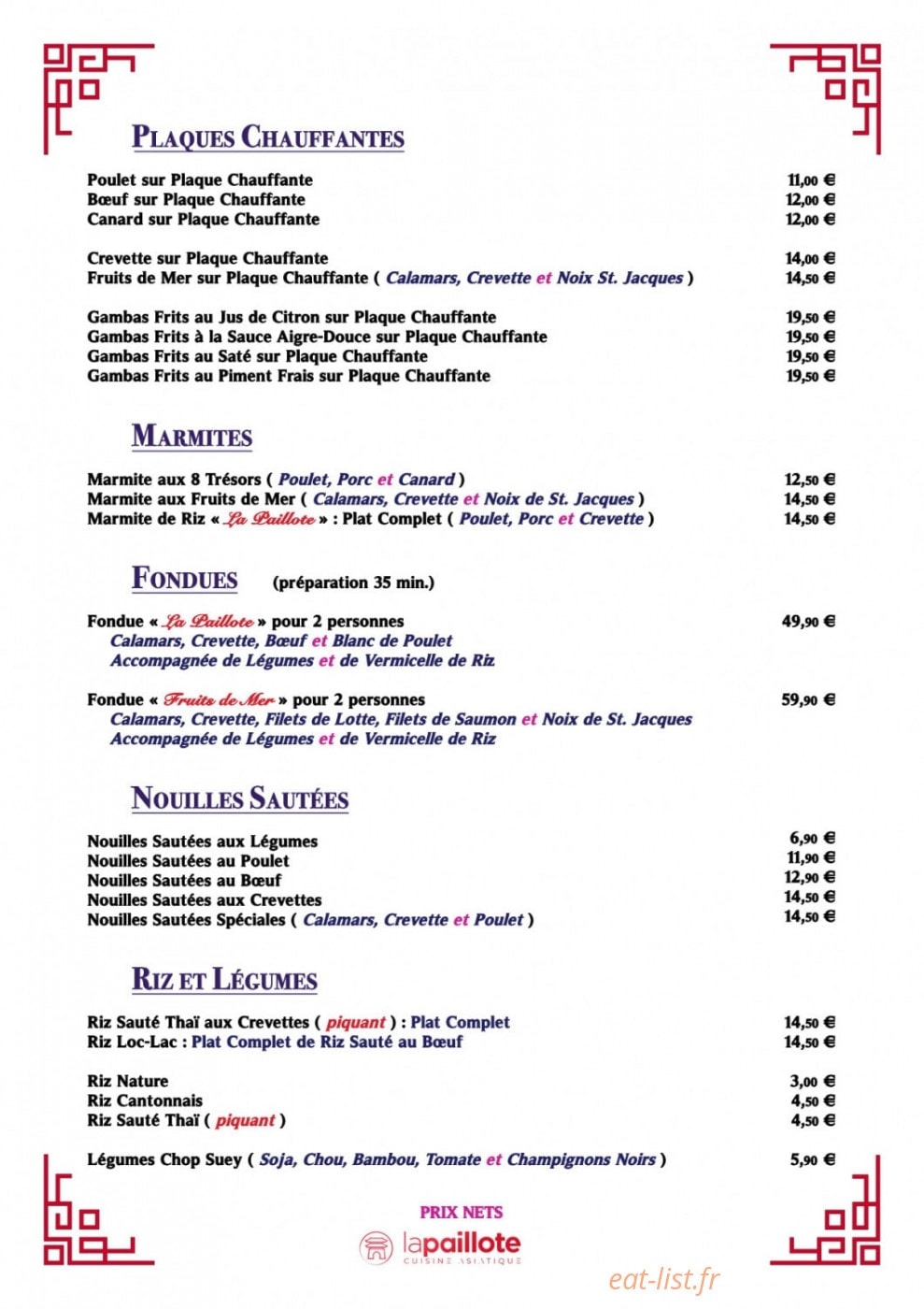 La Paillote — carte page 2