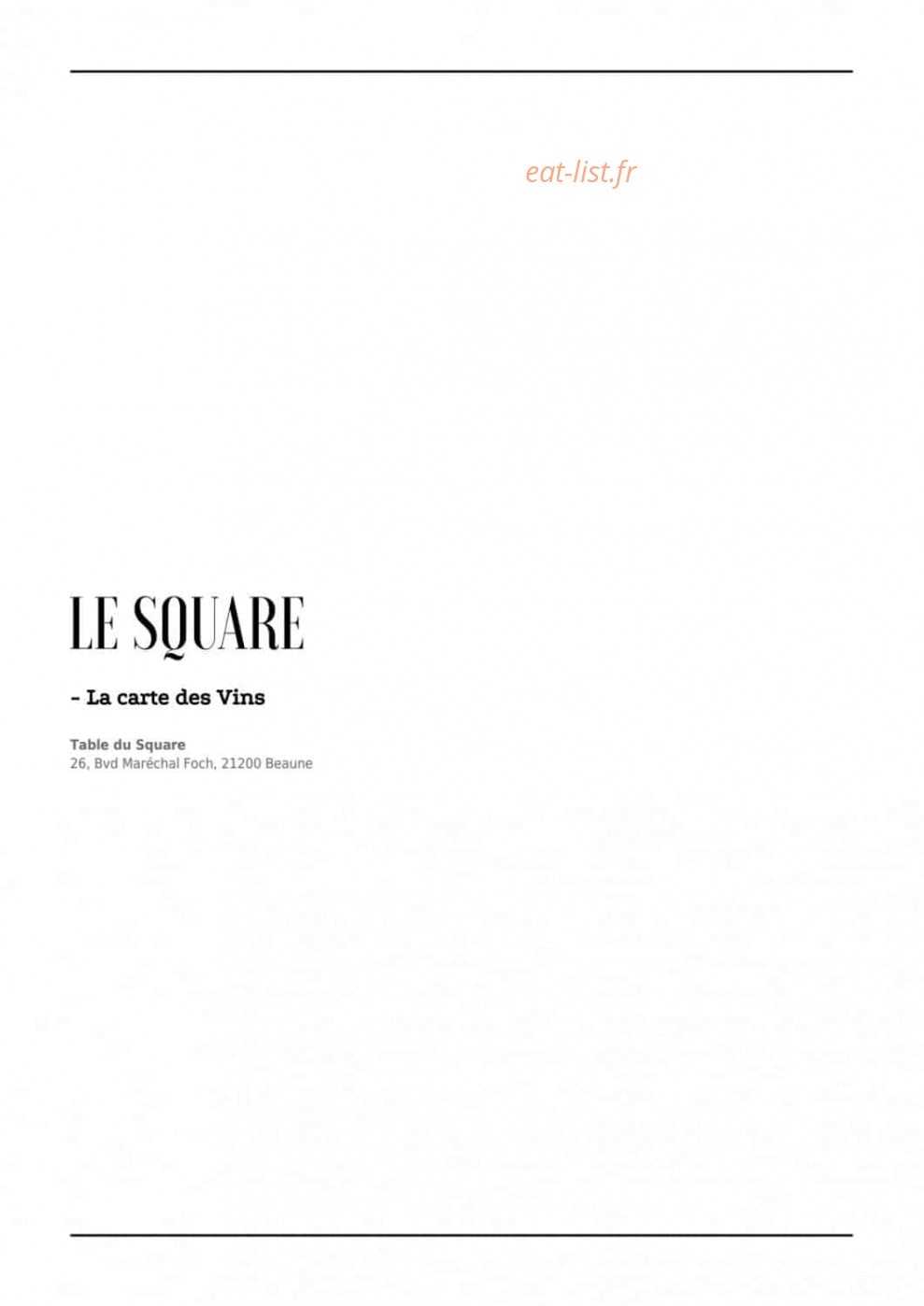 La Table Du Square — carte page 1
