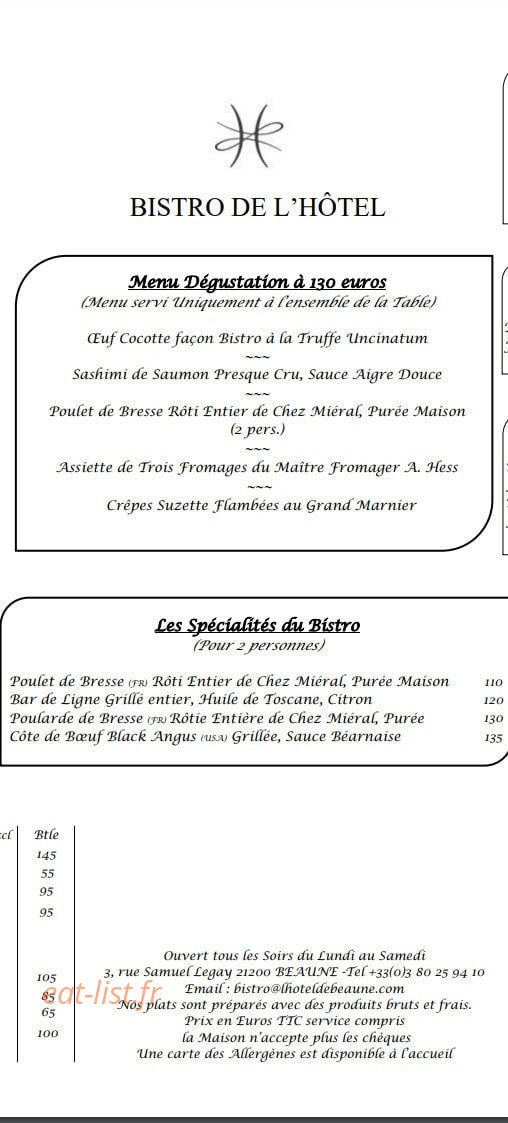 Le Bistro de L'Hôtel — carte page 3