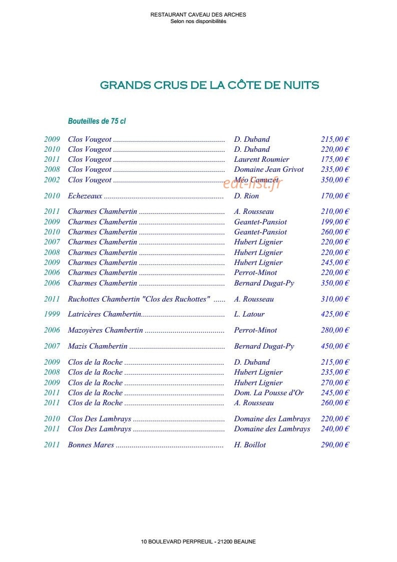 Le caveau des arches — carte page 18