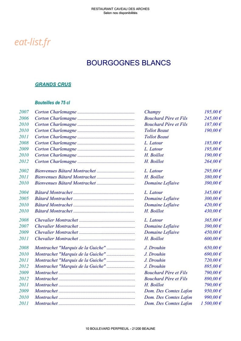 Le caveau des arches — carte page 10