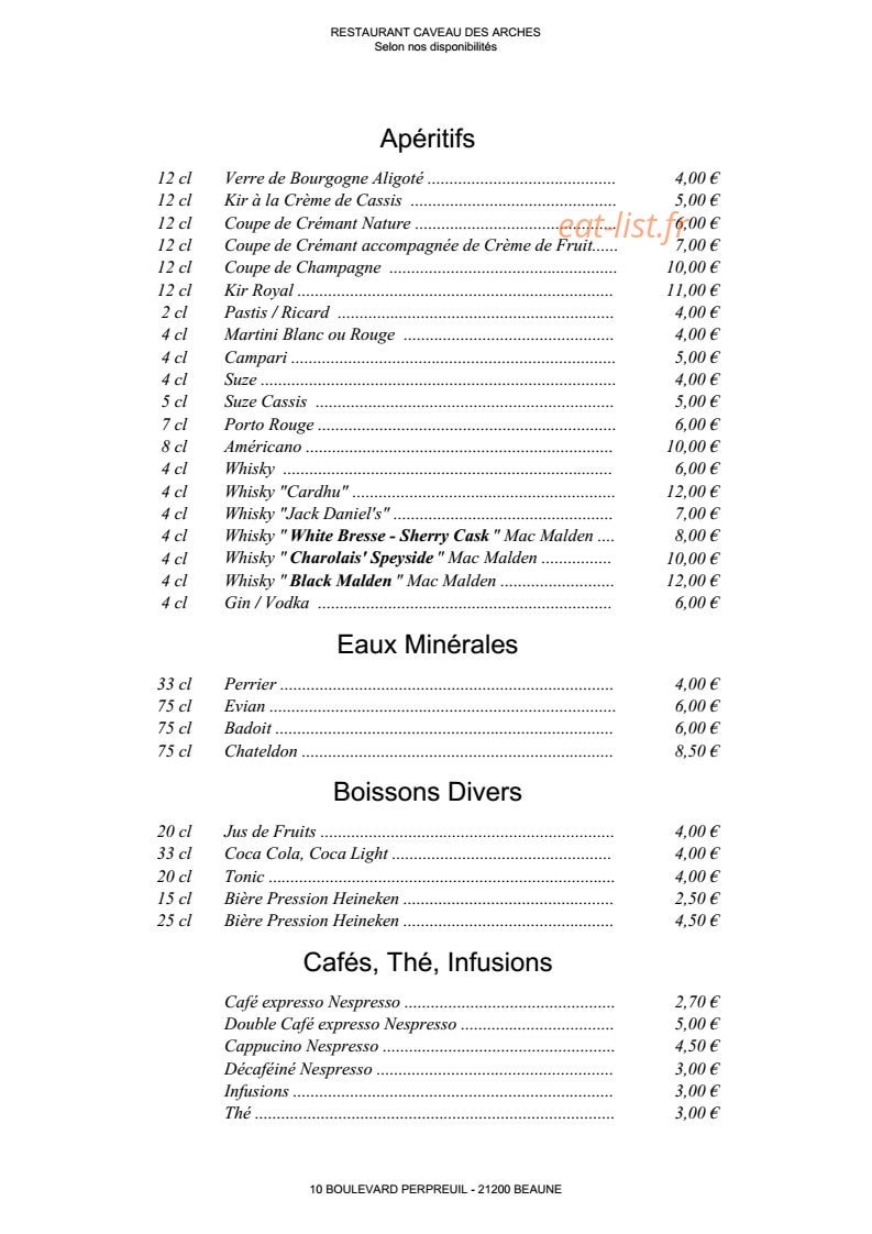 Le caveau des arches — carte page 5