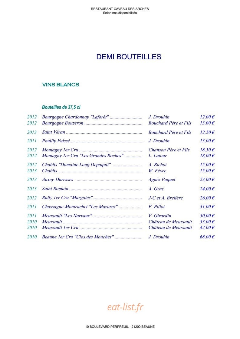 Le caveau des arches — carte page 20